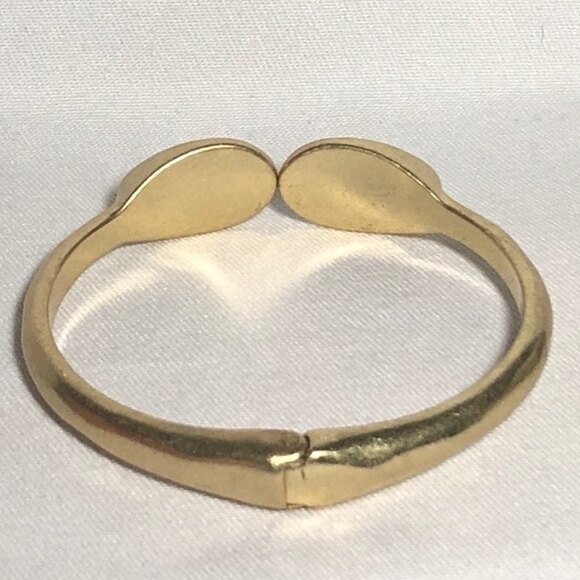 Lucky Brand Semi Precious Gemstone Hinged Bangle Gold Tone - Picture 3 of 9